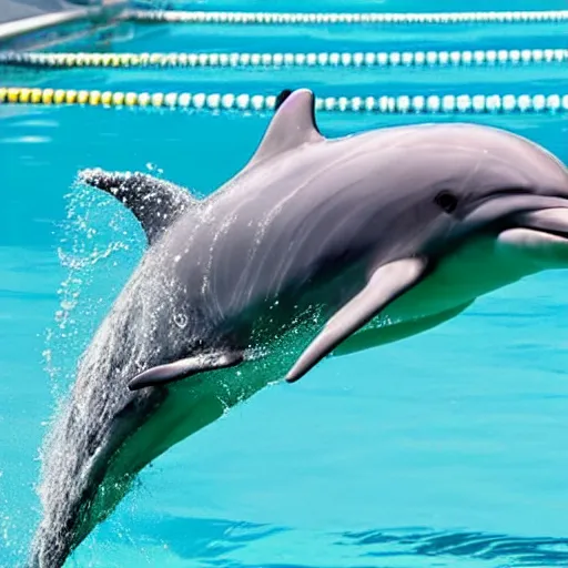 Prompt: a dolphin in a swimming pool