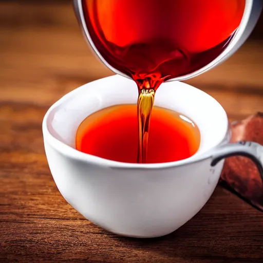 Image similar to Wish horse stable teabag in a tcup. Great value stable shaped cherry flavoured teabags. Great for horse lovers. Photograph of a teabag brewing in water, dslr, hd, award winning shot.