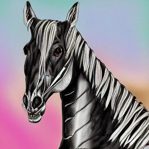 Image similar to a digital painting of a skeleton horse, digital art