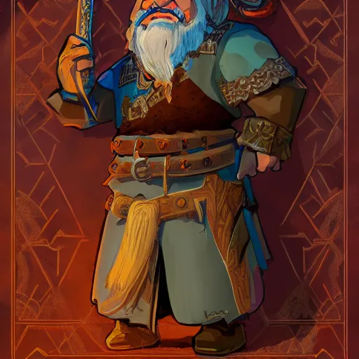 Image similar to dwarven male bard in a tavern, d & d style, trending on artstation, colorful, intricate, art by kev chan