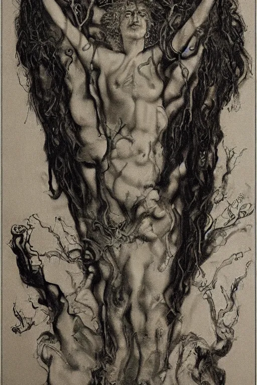 Image similar to the self emerging from its ancestral atavism by austin osman spare