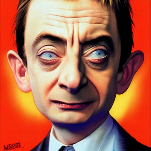 Image similar to macaulay culkin is mr. bean, airbrush art, drew struzan illustration art, key art, movie poster