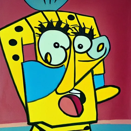 Prompt: Picasso painting of SpongeBob