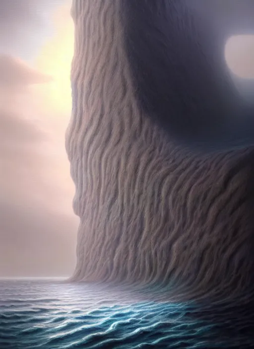 Prompt: A hyper-detailed 3d render like a Oil painting of the Aquatic-Cliffs of the Great-Sand-Sea, surrealism!!!!! surreal concept art, lifelike, dramatic lighting, photorealistic, digital painting, aesthetic, smooth, sharp focus, Artstation HD, by Greg Rutkowski, Chris Tulloch McCabe, Valentina Remenar and Asher Duran,