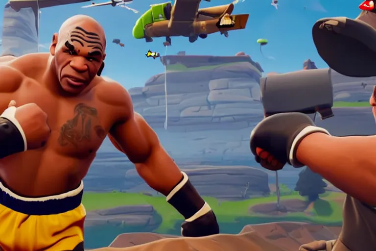 Prompt: mike tyson in fortnite