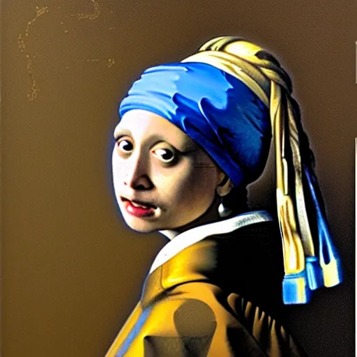 Image similar to Danny Devito with a pearl earring by Johannes Vermeer