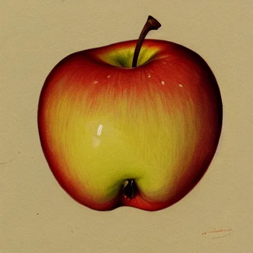 Prompt: bargue drawing of an apple, by Charles Bargue, academic, trending on artstation