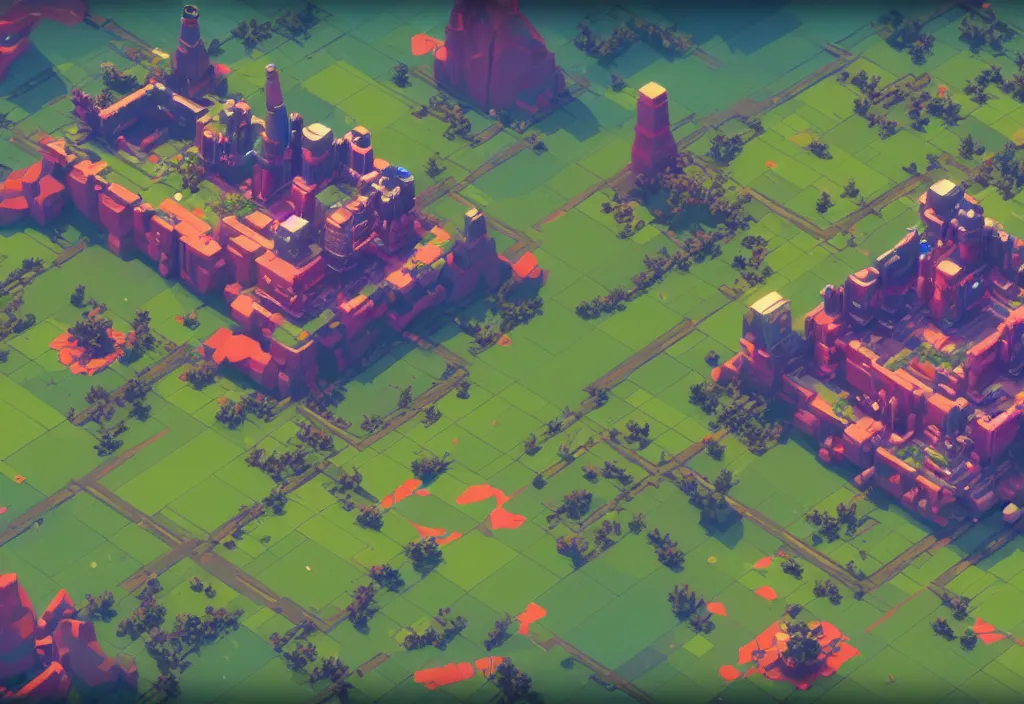 Image similar to isometric magicavoxel no mans sky castle cinematic lighting, 4k