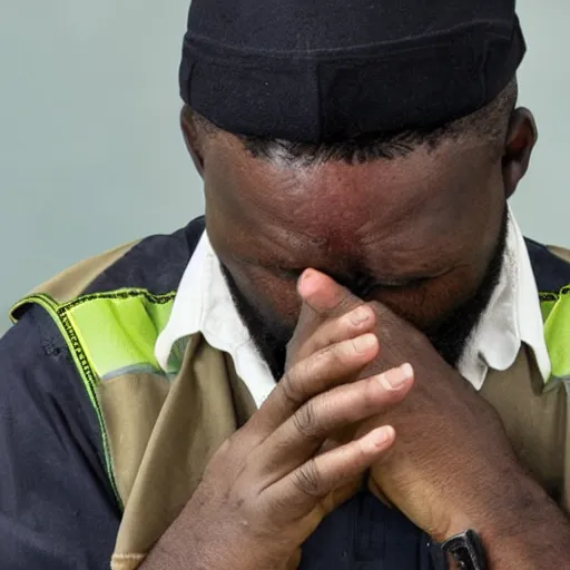 Image similar to City Worker playing Othello while crying, award-winning photograph