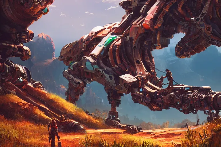 Image similar to burrower machine mecanical creature robot of horizon forbidden west horizon zero dawn radiating a glowing aura global illumination ray tracing hdr fanart arstation by ian pesty and alena aenami artworks in 4 k