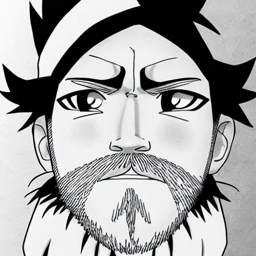 Image similar to a man with a beard, drawn by Masashi Kishimoto