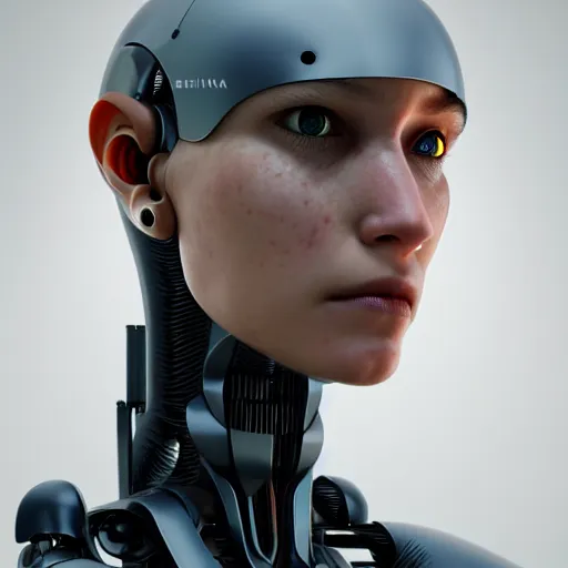 Image similar to headshot of humanoid robot from ex machina, by jean - baptiste monge, octane render, 4 k