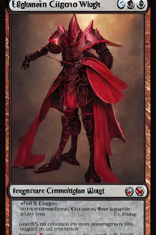 Prompt: elegant crimson wolf knight in armor, magic the gathering