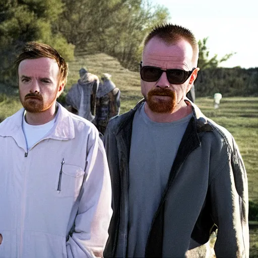 Image similar to walter white and jesse pinkman muckbang