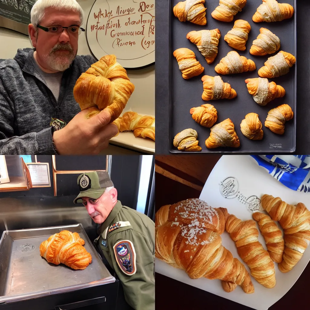 Prompt: General ravioli adding a croissant to his collection