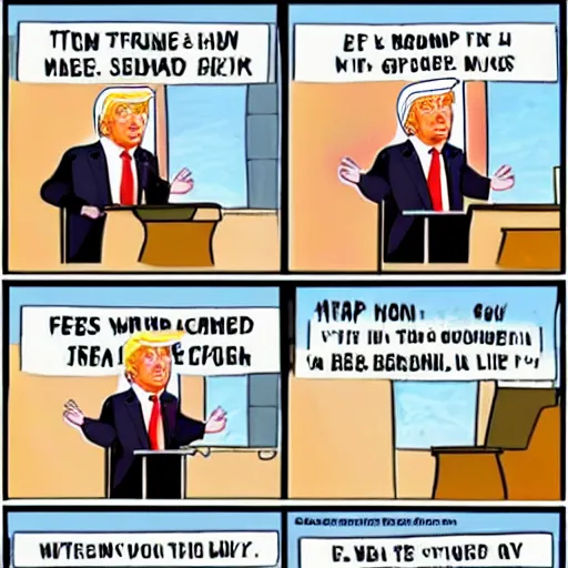 Image similar to trump as a soyjack, digital art, comic, cartoon, funny, meme