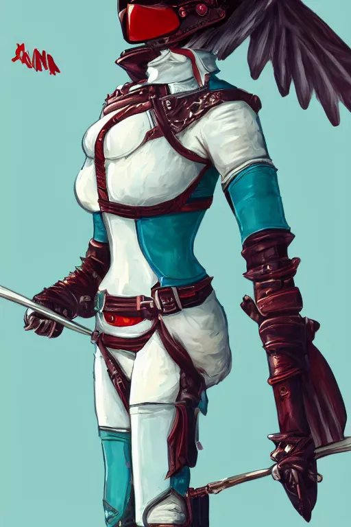 Image similar to female adventurer in tight full - body teal leather armor of japanese design with red accents and a white porcelain crow mask, trending in artstation, japanese, artstation, big moon in the background, establishing shot