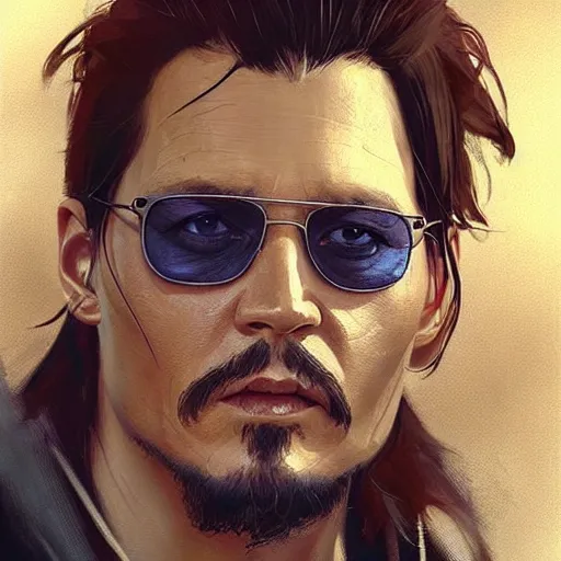 Prompt: “ portrait of johnny depp by greg rutkowski, young, attractive, highly detailed portrait, scifi, digital painting, artstation, concept art, smooth, sharp foccus ilustration, artstation hq ”