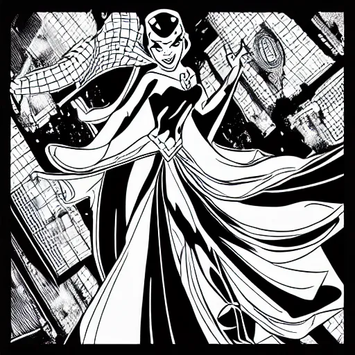 Prompt: princess spiderman, full figure, flying, disney, marvel, cape superhero, tiara dress, in the coloring book style, black and white,
