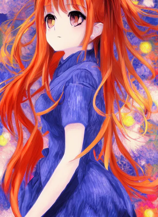 Image similar to an extremely cute girl, anime in impressionist style, trending artwork, 4 k, anime painter studio, by claude monet