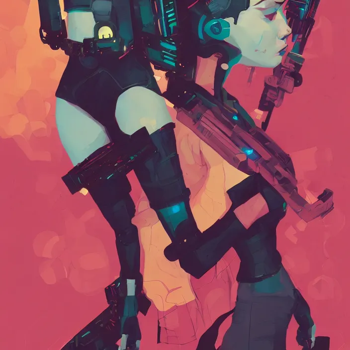 Image similar to a colorful comic noir illustration painting of a cyberpunk girl by sachin teng and sam yang!! and artgerm!! and pascal blanche. in style of digital art, symmetry, sci fi, hyper detailed. octane render. trending on artstation