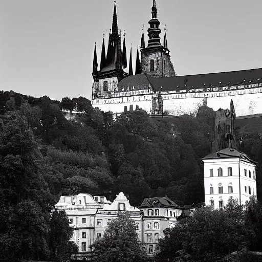 Prompt: Prague castle II photo by Ansel Adams