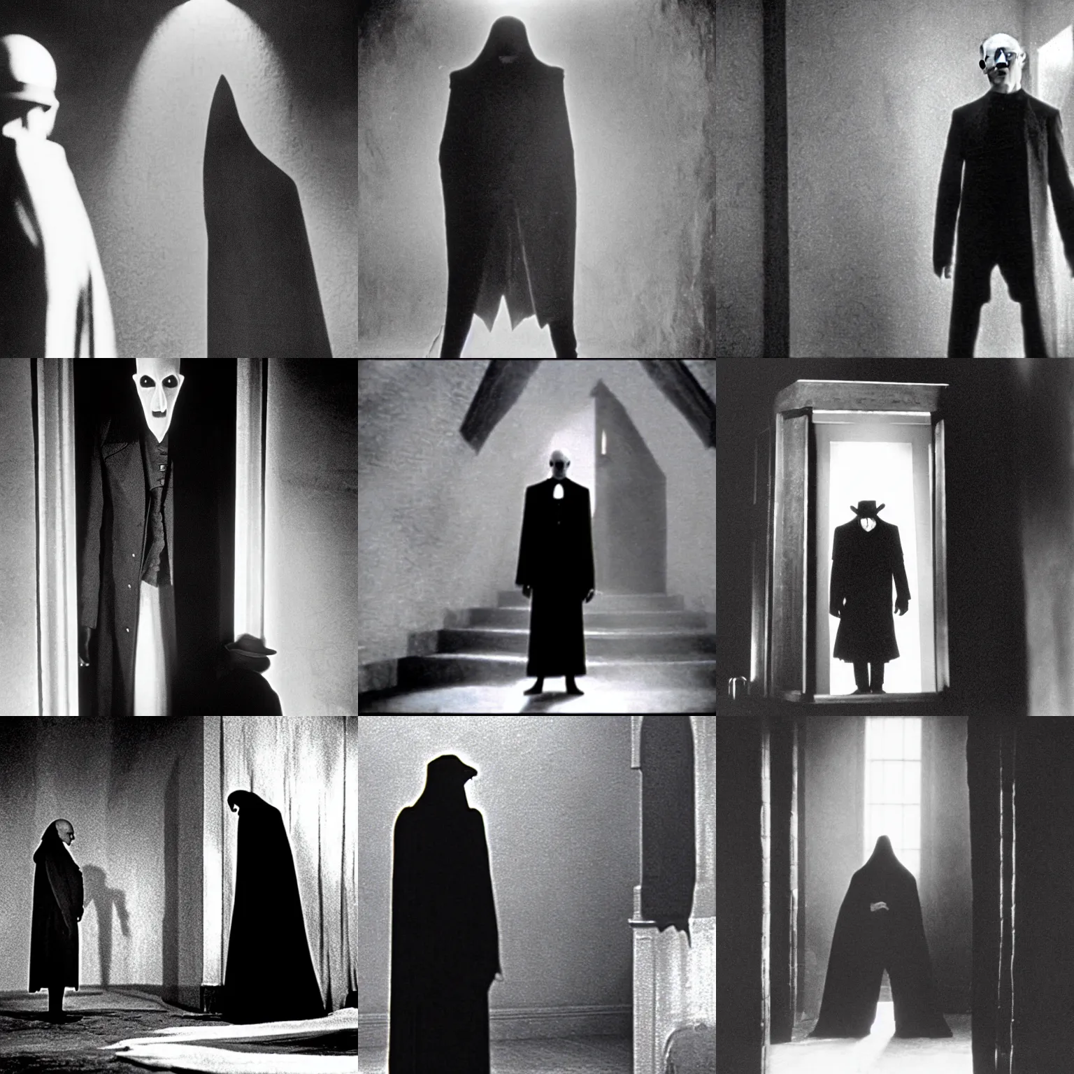 Prompt: tall man from phantasm in nosferatu, 1 9 2 4, cinestill