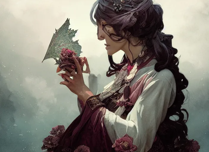 Prompt: photography of rose norman ackroyd, deep focus, d & d and mtg, fantasy, intricate, elegant, highly detailed, digital painting, artstation, concept art, matte, sharp focus, illustration, hearthstone, art by artgerm and greg rutkowski and alphonse mucha