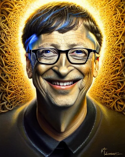 Image similar to detailed portrait of bill gates cheese!! grater!!! shredded by tomasz alen kopera and peter mohrbacher and johanna martine! and margaret keane! coherent luminescent