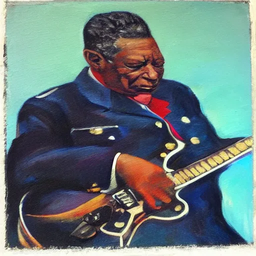 Image similar to “Oil painting of BB King as a World War 1 general, 4k”