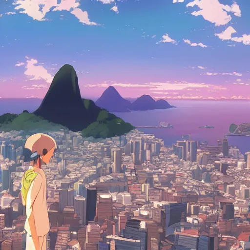 Image similar to beautiful anime Rio de Janeiro by makoto shinkai