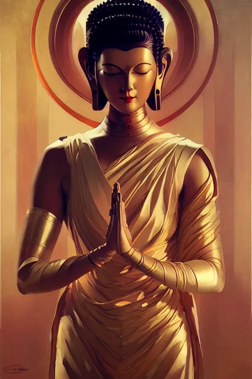 Image similar to buddhism, futurism, painting by greg rutkowski, j. c. leyendecker, artgerm