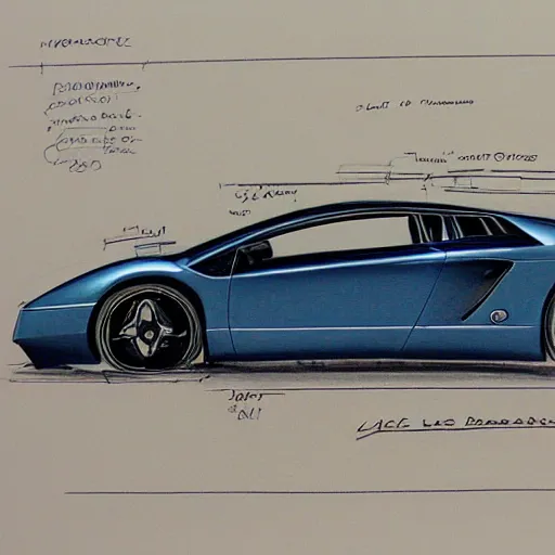 Prompt: 2 0 0 2 lamborghini blueprint sketch