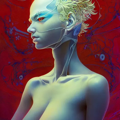 Image similar to prompt : figurative unique portrait soft light painted by james jean and katsuhiro otomo and erik jones, inspired by akira anime, smooth face feature, intricate oil painting, high detail illustration, sharp high detail, manga and anime 1 9 9 9