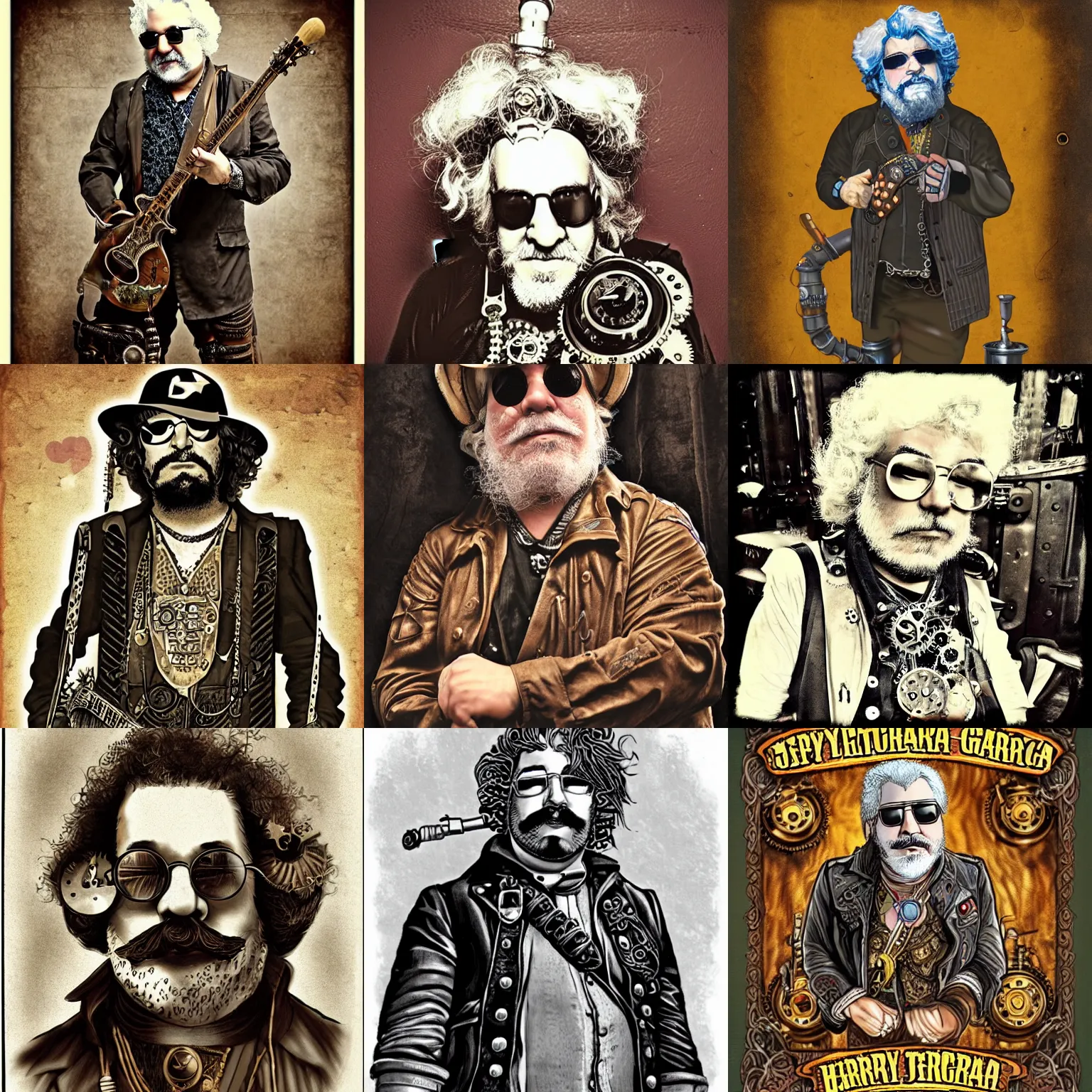 Prompt: steampunk jerry garcia