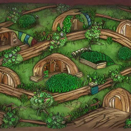 Prompt: a armadillo city with broccoli houses, highly detailed, fantasy art