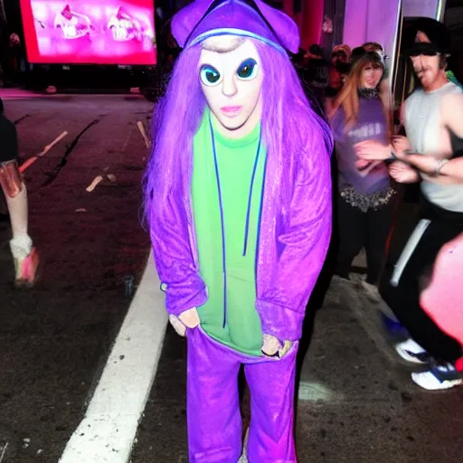 Image similar to billie eilish dressed as waluigi