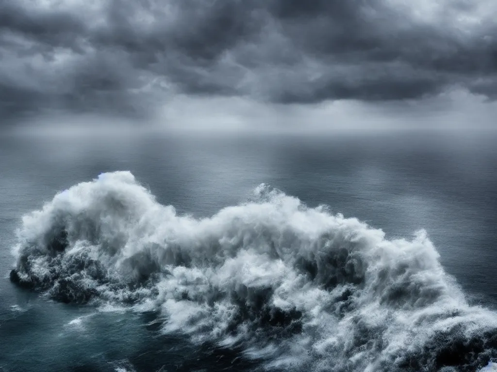 Image similar to detailed sea, high cliff, very detailed dark super storm, hyper realistic cloud, impressive, magical, very atmospheric, smoke boiling, cinematic, deep, very high complexity, stunning, masterpiece, weather photography, very detailed. 4 k