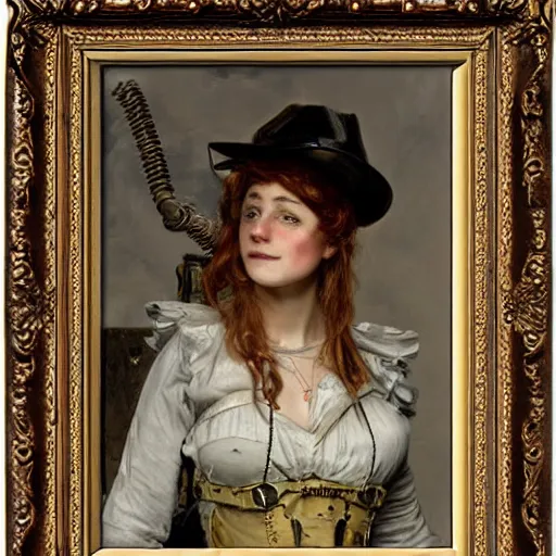 Image similar to female steampunk miner by alfred stevens