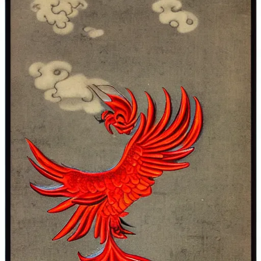 Prompt: chinese phoenix, auspicious clouds