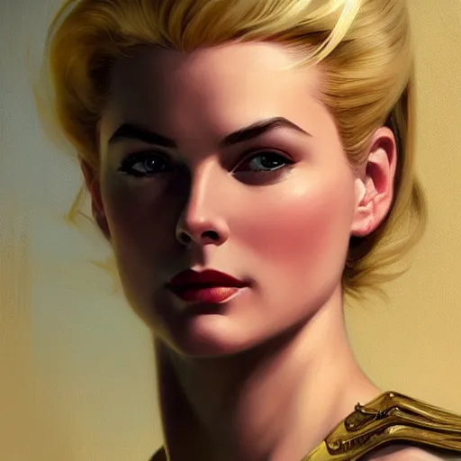 Prompt: Grace Kelly with Blonde Hair as Vash the Stampede, western, D&D, fantasy, intricate, elegant, highly detailed, digital painting, artstation, concept art, matte, sharp focus, illustration, art by Artgerm and Greg Rutkowski and Alphonse Mucha