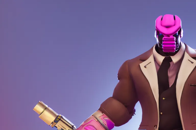 Image similar to doomfist, pink blazer, overwatch game, digital art, high detailed, unreal engine, artstation, 3 d render