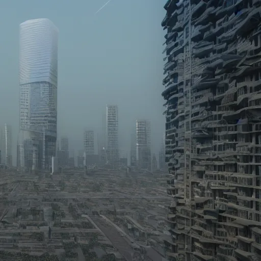 Image similar to Futuristic Nairobi painting by artist zdzislaw beksinski, 8k octane render, hyper realistic, unreal engine