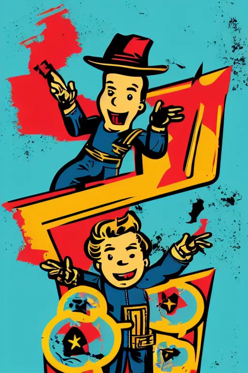 Image similar to fallout 7 6 retro futurist illustration art by butcher billy, sticker, colorful, illustration, highly detailed, simple, smooth and clean vector curves, no jagged lines, vector art, smooth andy warhol style