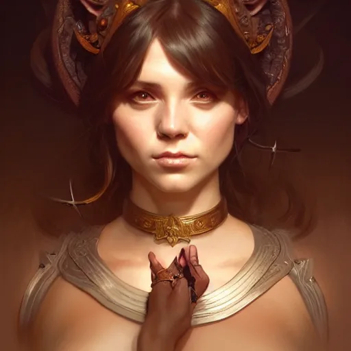 Image similar to Portrait of pig, D&D, dark fantasy, intricate, elegant, highly detailed, digital painting, artstation, concept art, smooth, sharp focus, illustration, art by artgerm and greg rutkowski and alphonse mucha