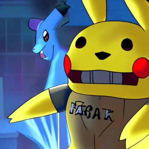 Image similar to pikachu as a scary animatronic in the game Five Nights at Freddy’s