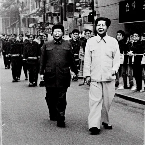 Image similar to mao zedong in a pride parade, photography, street, lgbt,