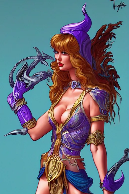 Prompt: skeletor he - man teela she - ra : : taylor swift : : kate upton body : : christina hendricks : : portrait : : full body : : decadent highly - detailed digital artwork : : art by helmut newton and mucha and rutkowski, artstation, master prime lenses, cinematic