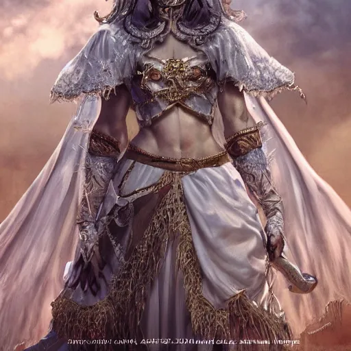 Prompt: ciscaucasia noble costume, princess, masked, wearing tattered white cloak, insanely detailed and intricate, long multiple loin cloths, concept art, cinematic, very colorful, vibrant, epic wide shot, photorealistic, ultra detailed, artstation, sharp focus, smooth