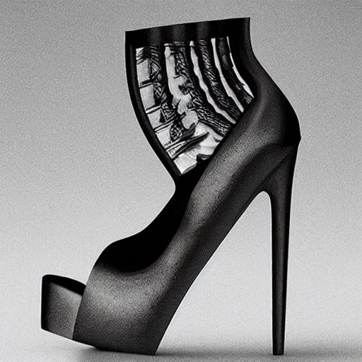 Image similar to High heel shoes designed by Giger